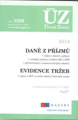 ÚZ č.1239 Daně z příjmů, evidence tržeb 2018