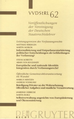 Veröffentlichungen der Vereinigung der Deutschen Staatsrechtslehrer. Band 62
