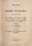 Handbuch des deutschen Strafrechts erster band