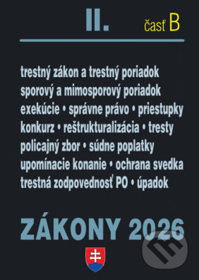 Zákony II.B / 2026 - Trestné právo, súdne spory a exekúcie