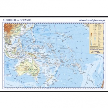 Austrálie a oceánie - obecně zeměpisní mapa (rejstřík a tabulky) + nástěnná mapa